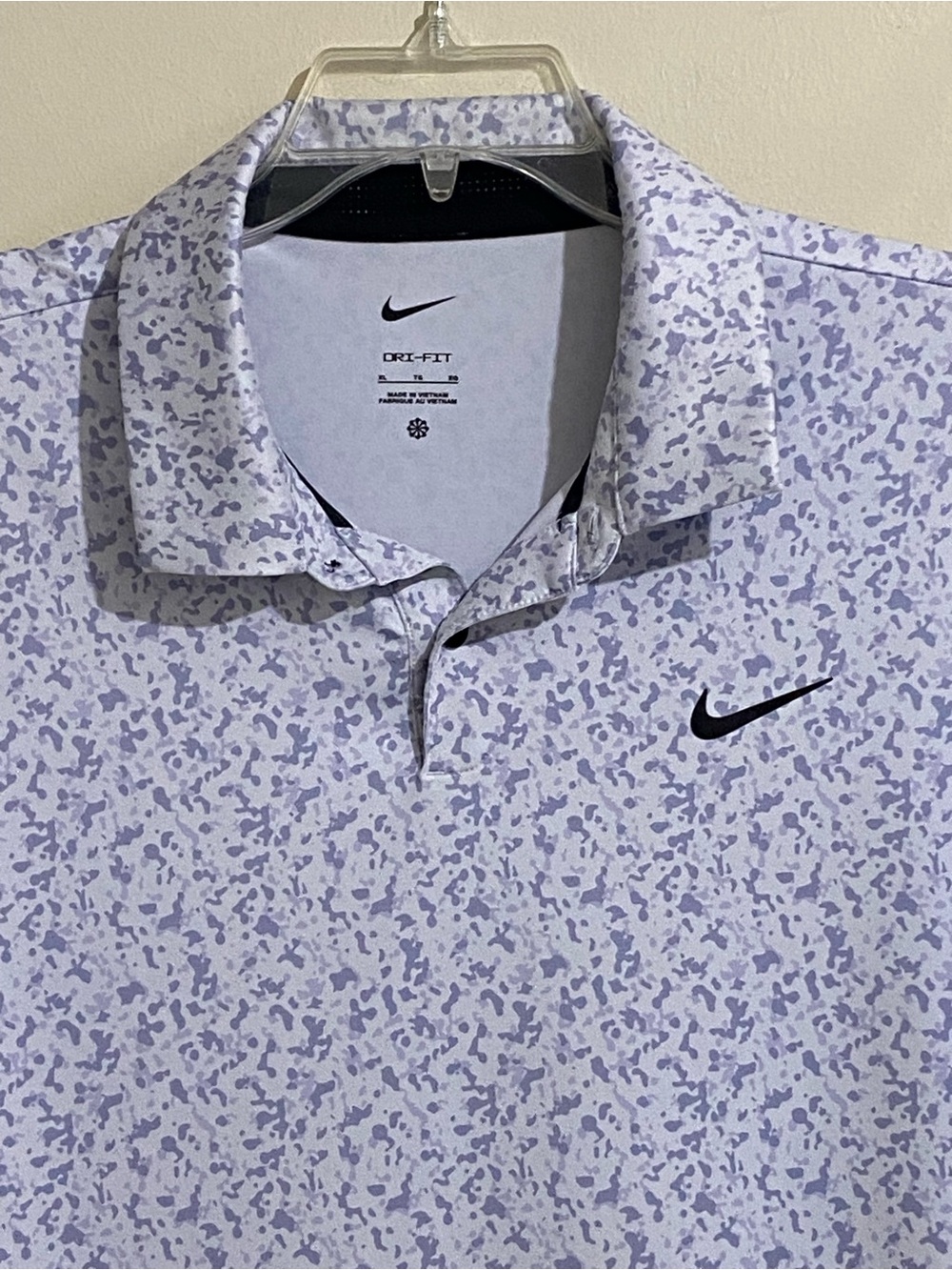 Nike Dri-FIT Men’s Lavender Printed Polo Shirt Geometric Logo